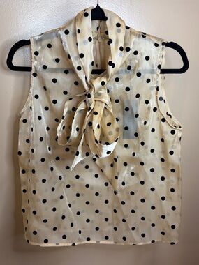 Rachel Zoe Polka Dot Tie-Neck Sleeveless Top